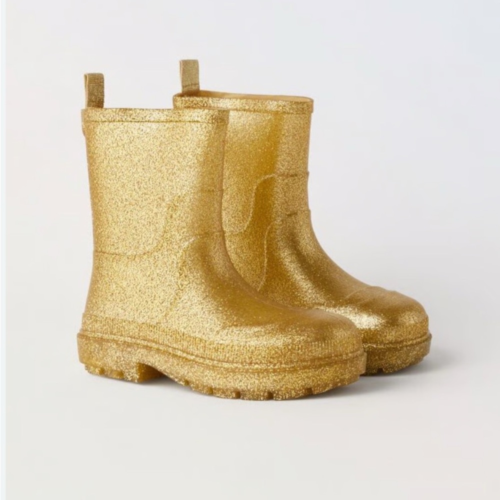 Zara Kids Gold Glitter Rain Boots. Size 35 (3.5)